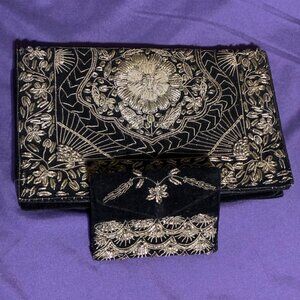 Made in India Metallic on Velvet Clutch w/Coin purse Cell Phone fits